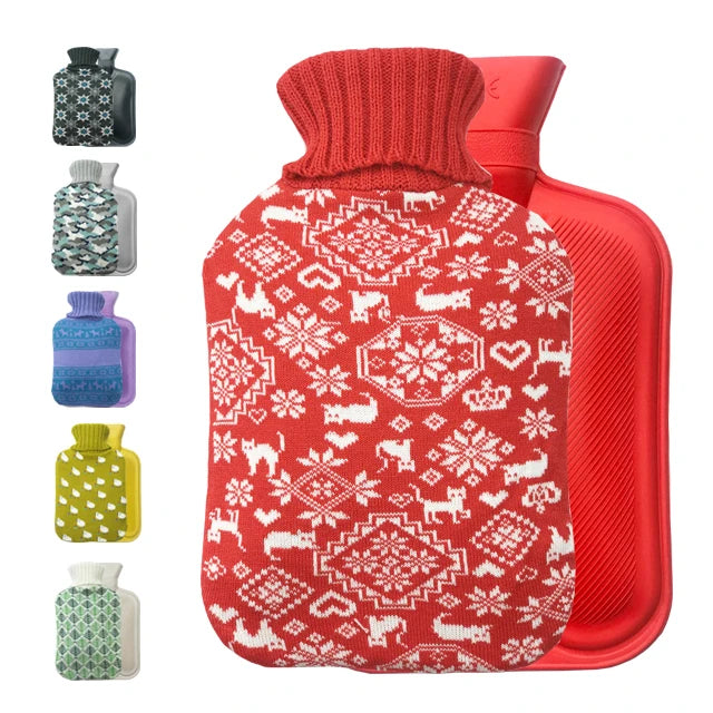 Cheapest 2L Rubber Hot Water Bottle with Super Soft Plush Cover High Capacity Hot Water Bag