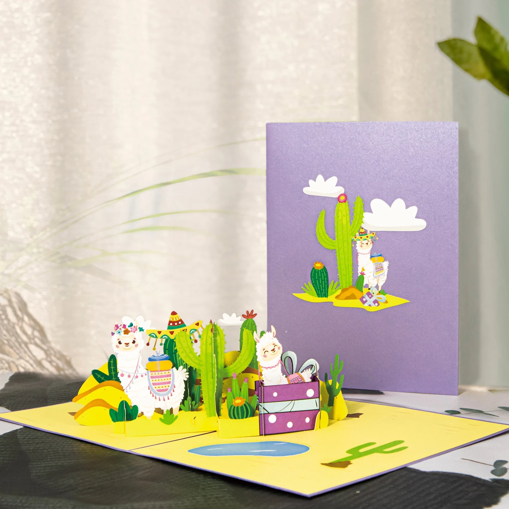 Wholesale Animal Pop up Invitation Card Holiday Blessing Thank You Card with Envelope Colorful Alpaca 3D Birthday Greeting Card