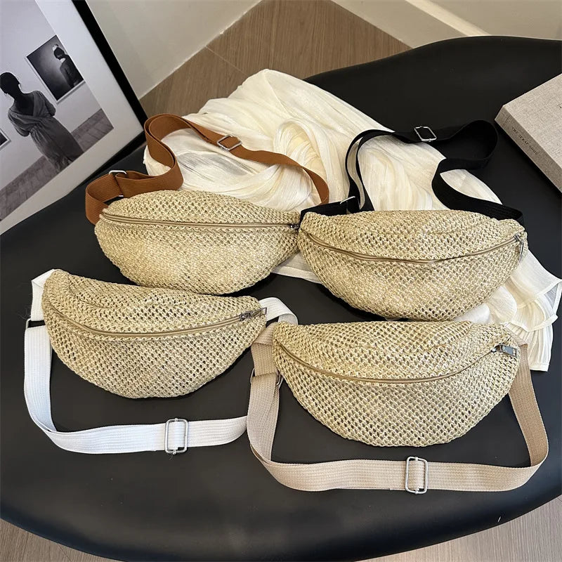 New Arrival Summer Brisk Large Capacity Ladies Outdoor Casual Travel Crossbody Straw Sling Bag
