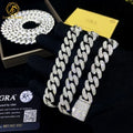 2 Rows Moissanite Prong Cuban Link Chain Necklace 12mm 15mm 925 Sterling Silver Iced Out Moissanite 8mm 20" Cuban Link Chain