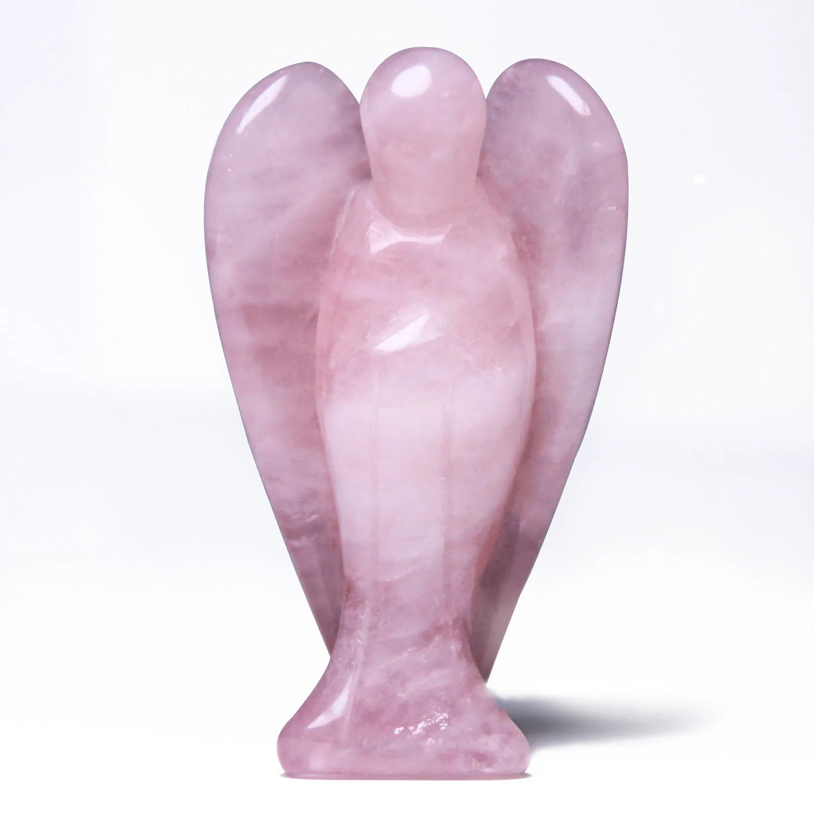 Hongzhuo Gemstone Rose Quartz Angel Statue Hand Carved Semi-Precious Craft 7.5 cm Crystal Angel for Decor Healing Reiki Crafts