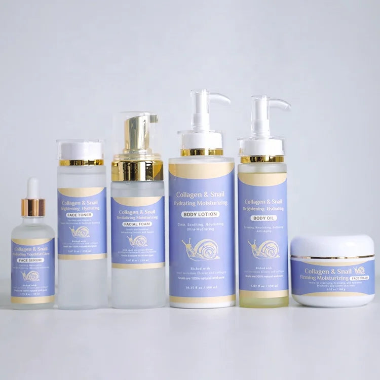 Private Label Wholesale Moisturizer Anti-Aging Firming Toner Serum Facial Set Collagen Snail Witch Hazel Vitamin C for Face