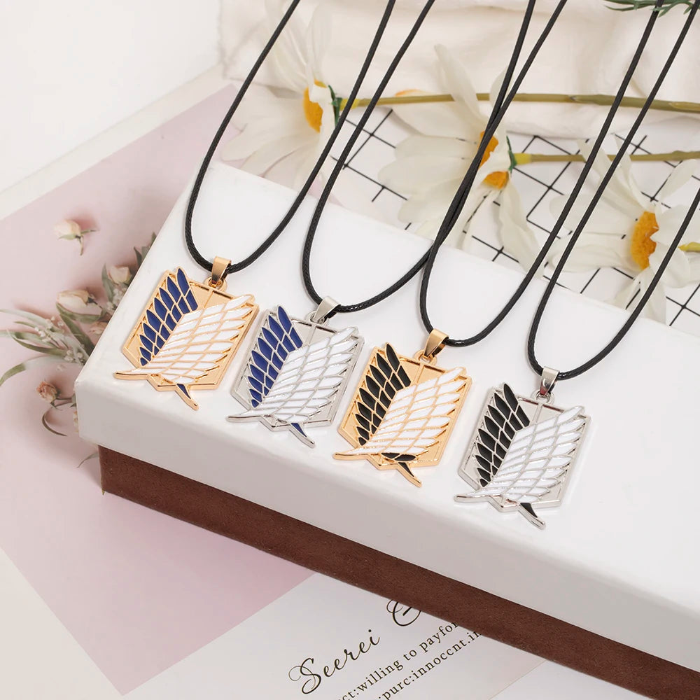 Fashion Jewelry Necklaces  Anime  Pendant Necklace Attack on Titan Necklace Wax Thread Chain