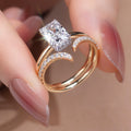 Messi Jewelry MSR-886 18k Solid Gold 1.84ct Radiant Cut Lab Diamond Women Jewelry Ring Classic Solitaire Engagement Ring Set
