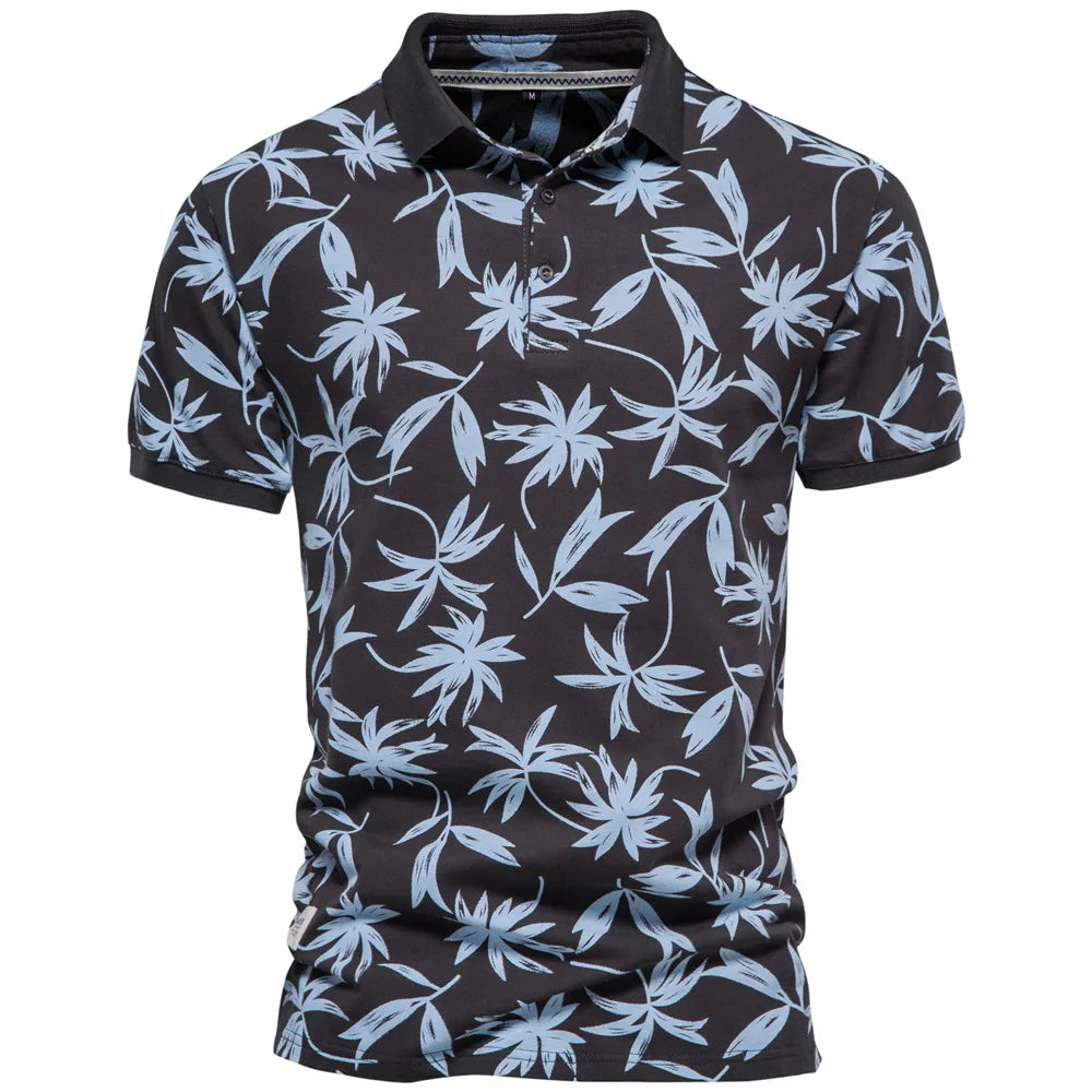 Summer New European Fashion Polo Print Men's Short Sleeve Casual Polo Shirt