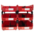 LEADLOONG V4 Red PP Plastic Storage Bin 6pcs 11x11x5 Inch/27.6*27.9*12.8cm Stackable Folding Multi Tools Organizer Box Garage