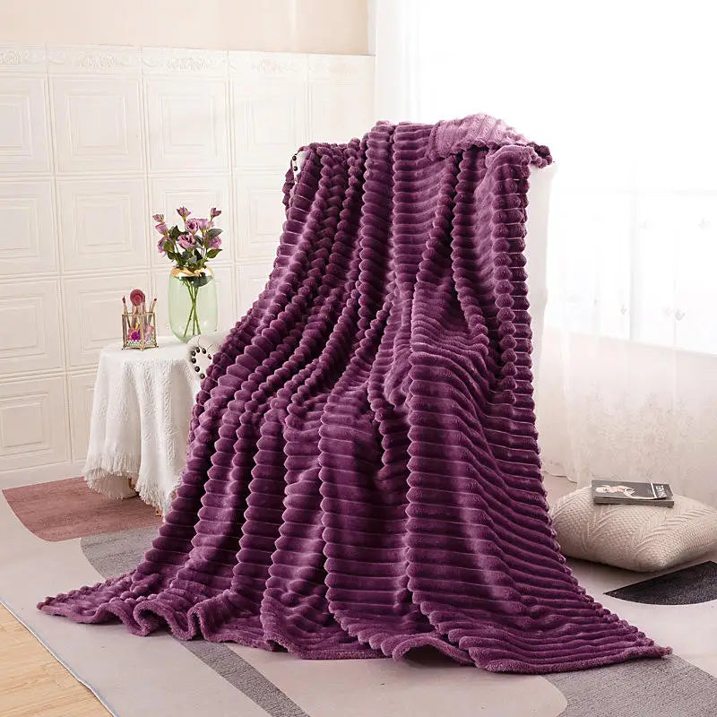 350g Coral Fleece Knitted Modern for Flannel Throw Blanket Anti-Pilling Portable Wearable Four Seasons Use