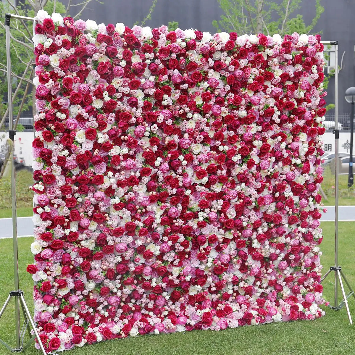 Artificial Flower Panel Real Touch Floral Silk Rose Wall for Wedding Decoration Backdrop Party