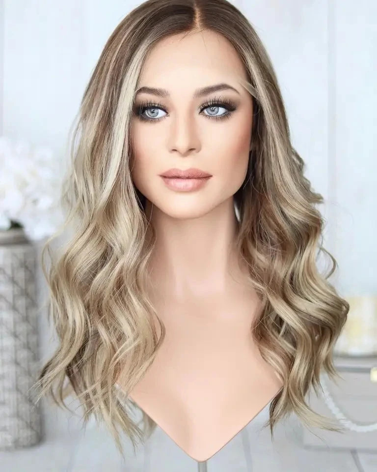 European Hair Double Drawn Lace Top Wigs 100% Human Hair Cuticle Aligned Balayage Blonde Highlight Wig HD Lace Ash Platinum