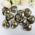 Factory Price Natural Gemstone Polished Golden Pyrite Heart Palm Stone for Decoration