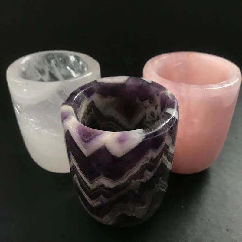 Wholesale Hand Carved Natural Crystal Cup Rose Quartz Dream Amethyst Clear Quartz Cup for Decoration