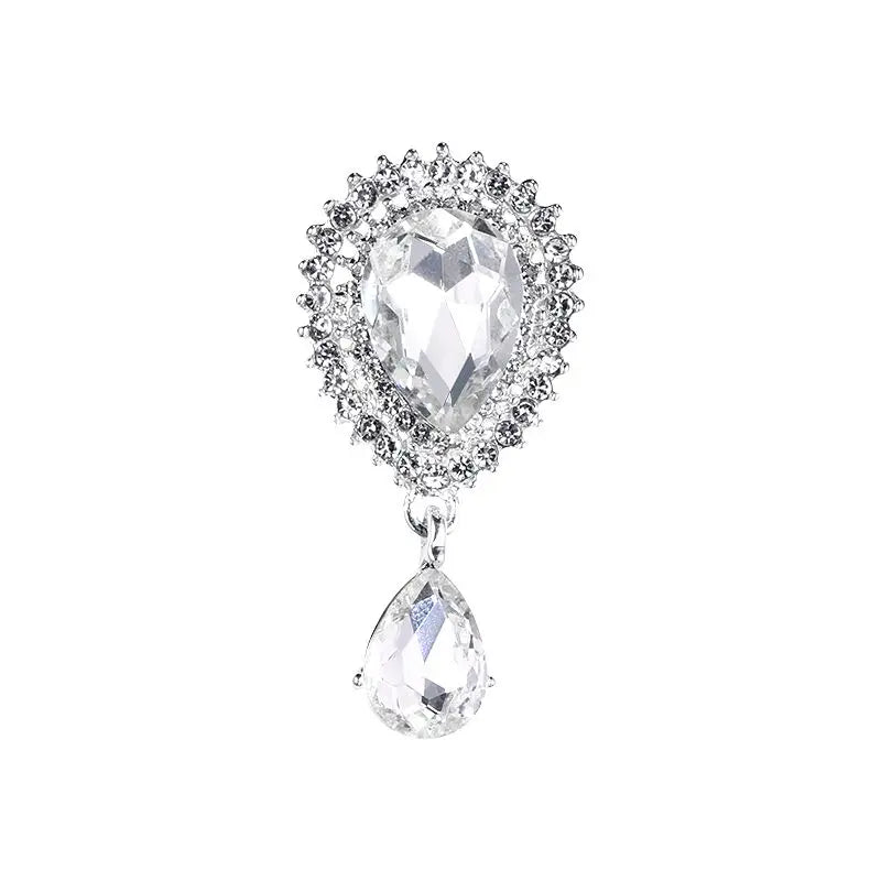 New Arrival Durable Alloy Crystal Rhinestone Silver Plated Brooch Pins Fashionable Wedding Party Engagement Decor Children's