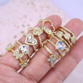 Dainty 18k Gold Plated Cubic Zirconia Rings Adjustable Open Shiny CZ Zircon Stone Paved Stackable Eternity Wedding Band Ring
