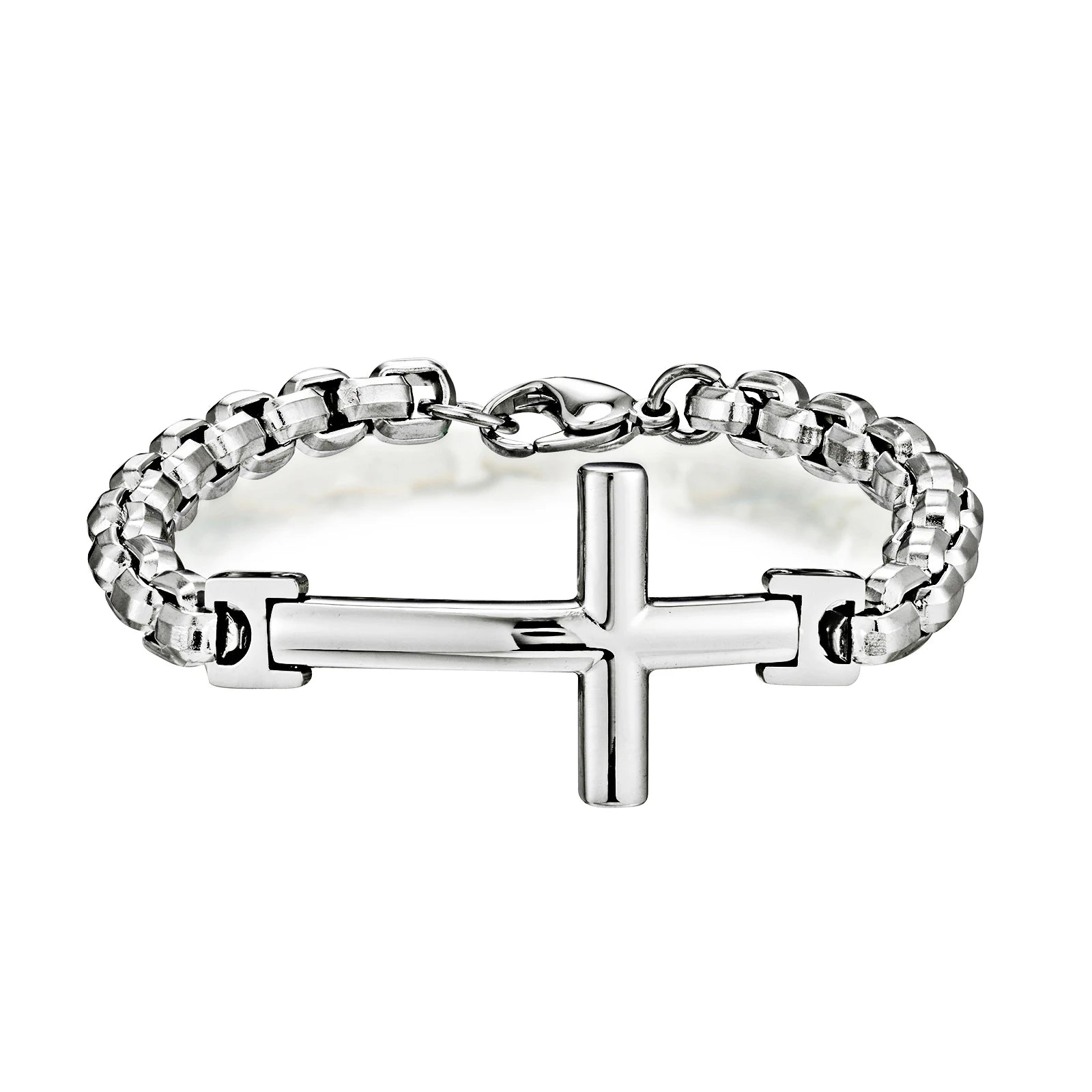 2022 New Design Stainless Steel Trendy Men's Bracelet Cross Pearl Bracelet Fashion Jewelry