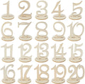 Tailai Laser Cut Table Numbers for Wedding Reception Wooden Numbers 1-20 with Base for Wedding Table Decor Party Reception.