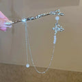 New Chinese Style Butterfly Chain Tassel Hairpin Y2K Style Butterfly Charm Hair Chopstiker Hair Stick for Women Vintage Hairwear