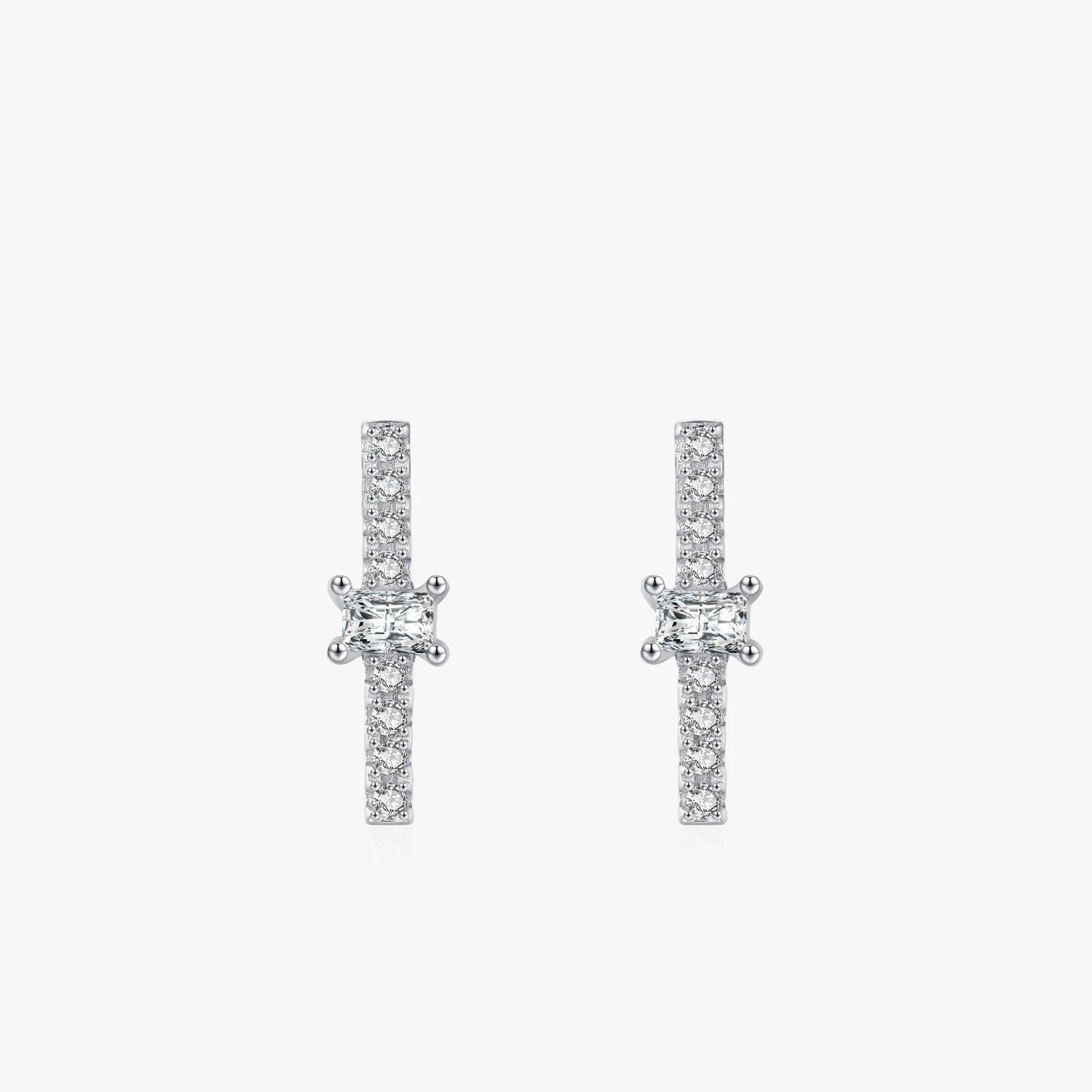 Ailmay 925 Sterling Silver Fashion Sparkling Rectangle Cubic Zirconia Stud Earrings for Women Wedding Engagement Jewelry Gift