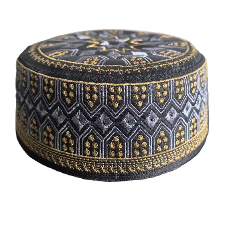 Source Ethnic Embroidery Hui Ethnic Worship Men's Hat Worship Hat Flat Top Retractable Hat