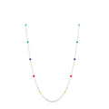 Daidan Silver Chain Necklace 925 Sterling Enamel Jewelry Rainbow Bead Epoxy Colorful Beaded Choker Necklace