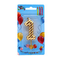 Handmade Gradient Ribbon Pattern Birthday Number Candle Paraffin Wax Smokeless for Parties