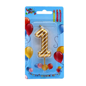 Handmade Gradient Ribbon Pattern Birthday Number Candle Paraffin Wax Smokeless for Parties