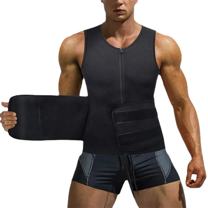 New Men's Sports Fitness Shapers Neoprene Sweat Belt Corset Breathable and Thermal Slimming Knitted Spandex Shapewear