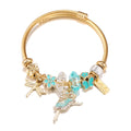 AA00283 Diy Crystal Flower Ballerina Dance Girl Pendant Charm Bracelets Handmade Stainless Steel Butterfly Charm Bracelet