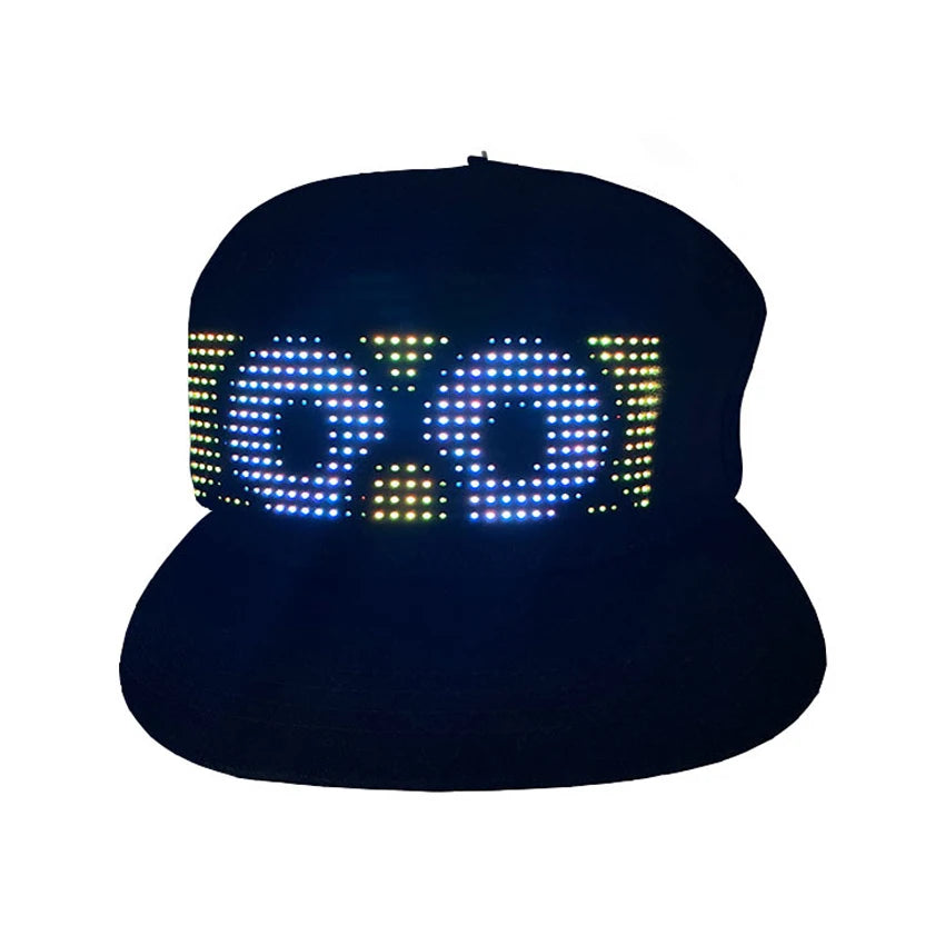 Programmable LED Glowing Baseball Cap with USB Charging for Party Decorations