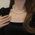 Wholesale Elegant Double Layer Twisted Pearl Chain Necklace Double Pearl Beads for Women for Wedding Gift Mainly Made of Alloy