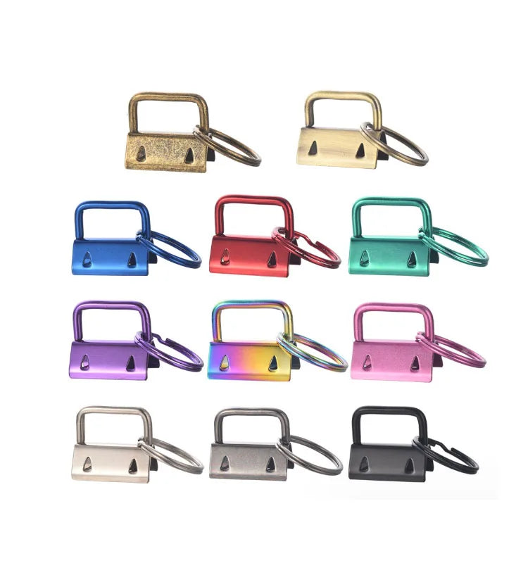 Colorful 25mm hang Plating Metal Blank Key Fob Hardware Keychain Holder Key Ring for DIY Crafts
