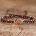 Picasso Jasper Heart Charm Beads String Braided Macrame Bracelet Natural Stone Lover Bracelets Gift for Her Jewelry Wholesale