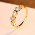 HOVANCI S925 Sterling Silver Inlay Zircon Finger Ring for Girls Creative Geometric Hollow Heart Shape Wedding Band
