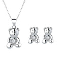 Stylish Silver Bear Rhinestone Earrings with Pendant Earrings