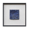 Wholesale Wood Framed Delicate Blue Flower Ceramic Wall Art for Hotel Decor Custom Modern 3D Home