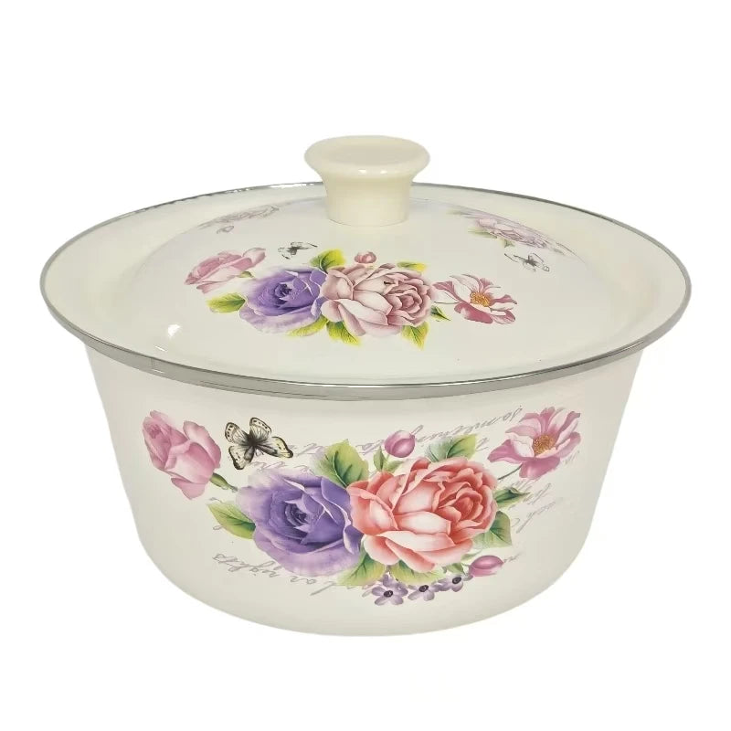 Large Sustainable Non-Stick Gas Cooker Compatible Dishwasher Safe Hand Wash Only Contemporary Design Enamel Soup Stock Pots