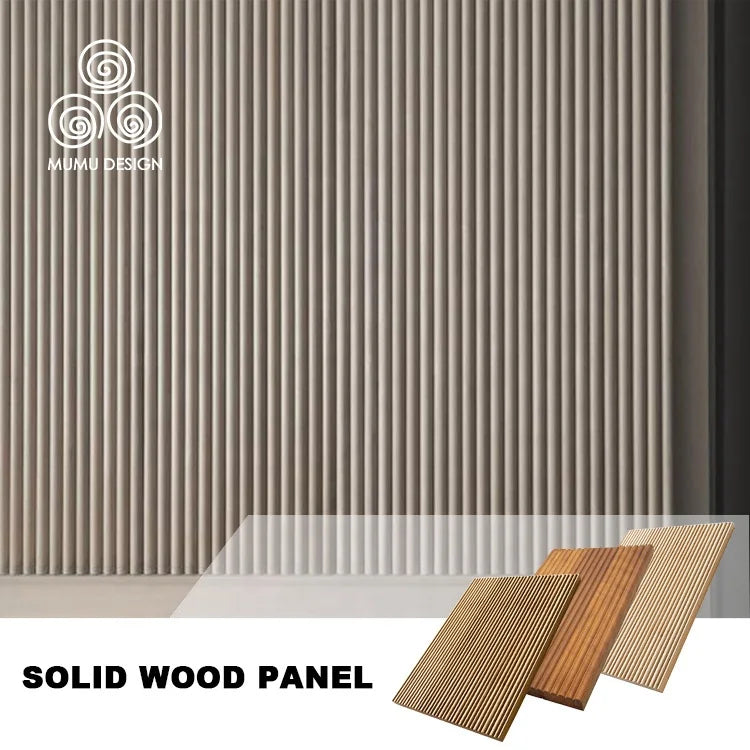 MUMU Wave Fluted Decoration Material Wooden Siding Carbonized Poplar Wood Wall Panel for Kitchen