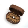 Black Walnut Wooden Ring Box Wedding Ring Box Holder for Proposal Oval Jewellery Packaging Wood Velvet Ring Box