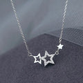 Trendy Silver Color Inlaid Zircon Star Necklaces for Women Sweet and Cute Pendant Choker Necklaces Creative Jewelry Gift