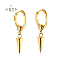 Ason Fashion Stainless Steel 18k Gold Plated Simple Hexagonal Triangle Cone Personality Earrings Jewelry for Women Hoop Earrings