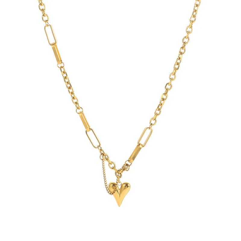 Titanium Steel Classic Love Heart Necklace INS Fashion Stainless Steel Clavicle Chain Gold Heart Pendant Necklace