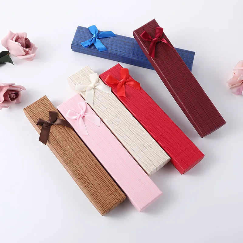 logo Bow Fashion Simple Rectangular Jewelry Watch Pen Jewelry Storage Necklace Jewelry Business Gift Box