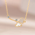 Elegant Fashion Gold and Silver Plated Ginkgo Leaf Shape Pendant Necklace Zircon and Nacre Pendant Collarbone Chain for Women
