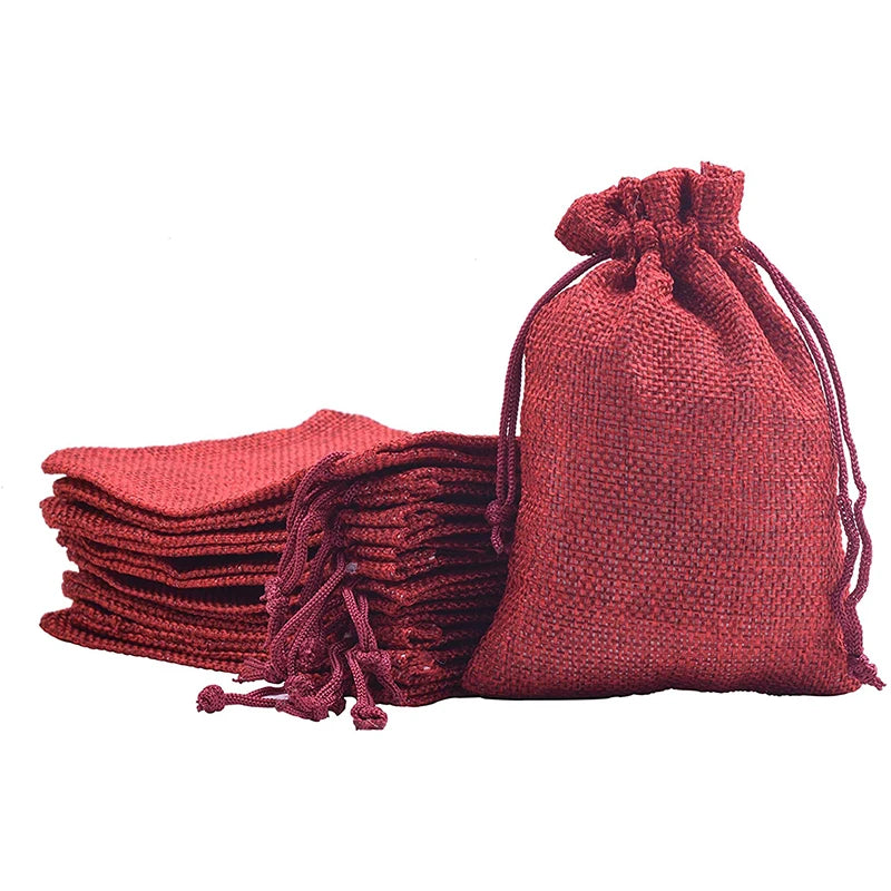 Custom Logo Linen Grains Potato Drawstring Pouch Natural Jute Dog Food Storage Bag