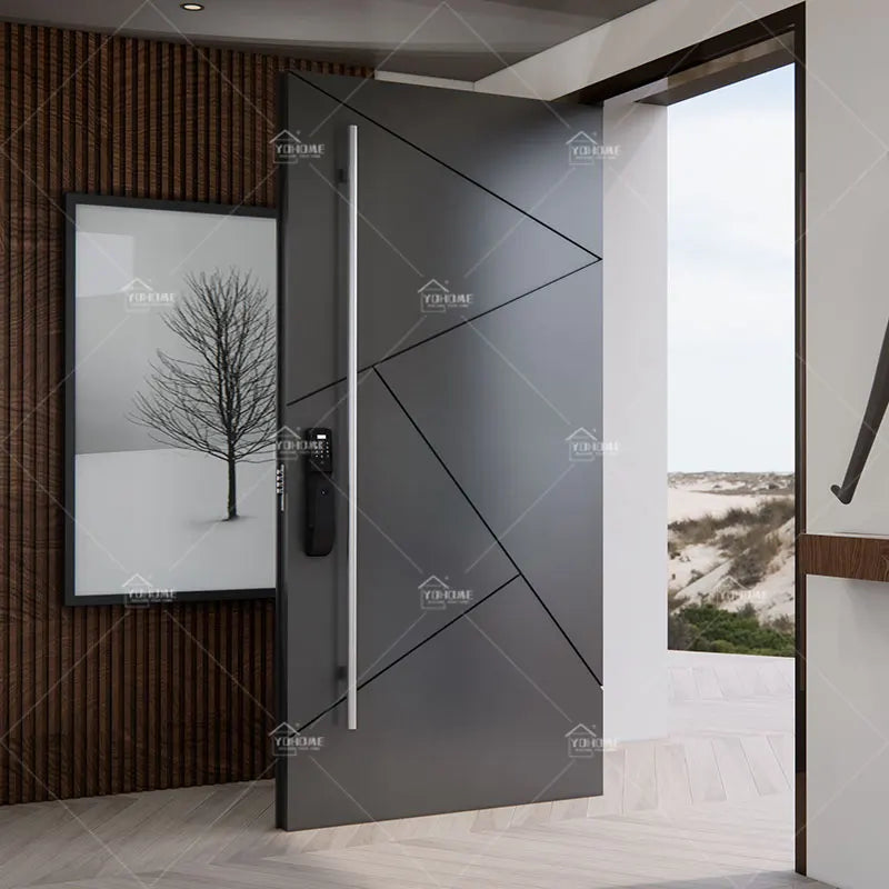 Australia Entry Doors Hotel Villa Cast Aluminum Entrance Door Smart Lock Front Main Exterior Security Pivot Doors