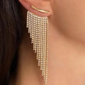 Zooying Fashion Women Wholesale Lots Latest Designer Luxury Trendy Long Claw Chain Tassel Gold Plated Copper Stud Earring