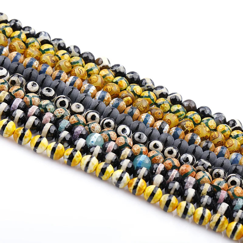 Factory Wholesale Natural Agate Beads Wholesale Dzi Tibetan Agate Stone Beads Loose Gemstone 8mm 10mm in Stock