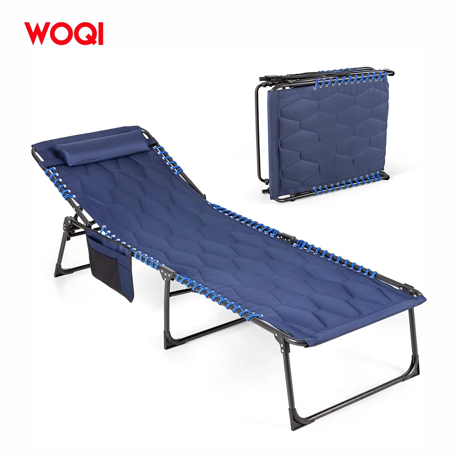 WOQI Strong Stable Folding Camping Bed Cot with Carry Bag Camping Cot with Removable Pillow