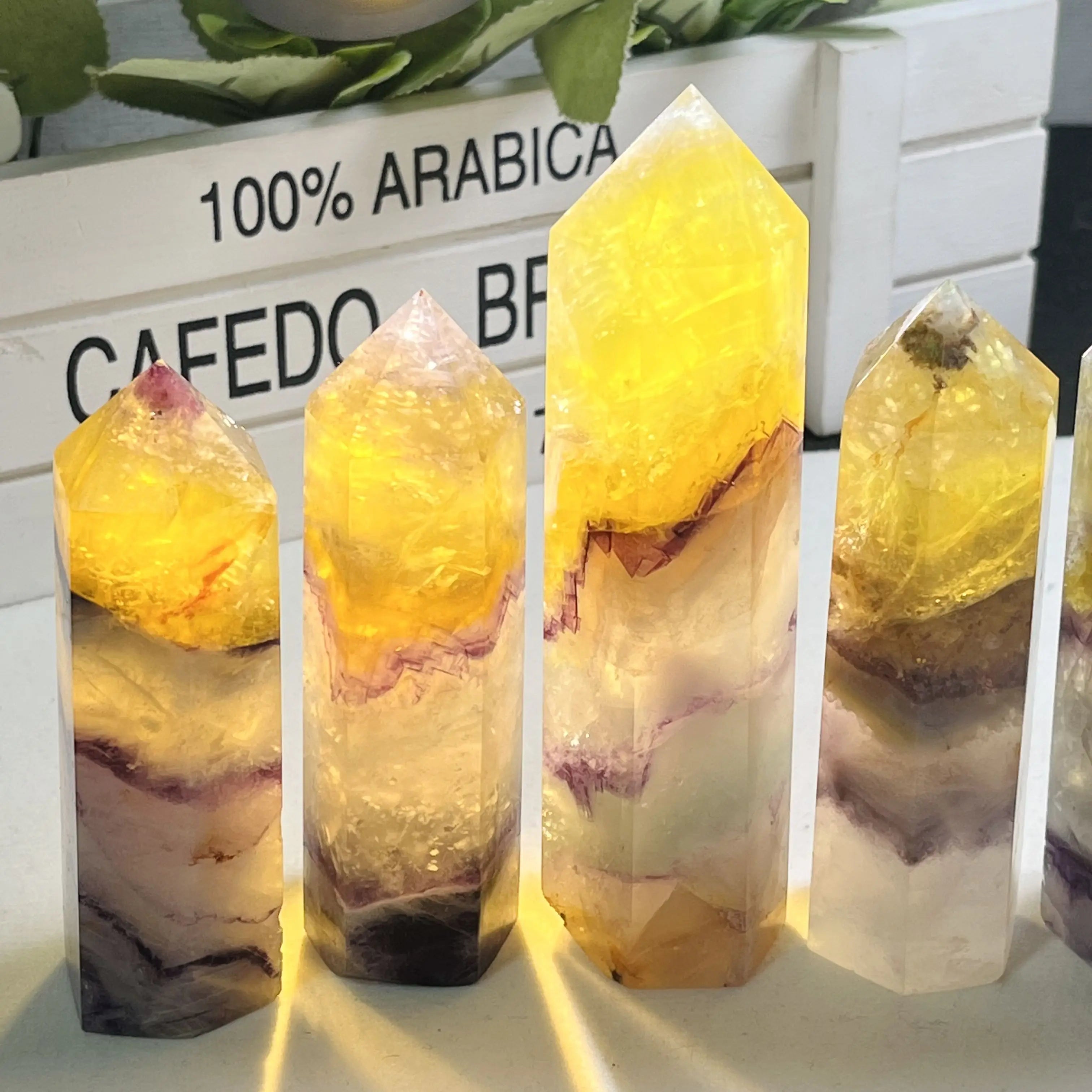 Wholesale Large Crystal Tower Points Rainbow Fluorite Crystal Tower Polished Obelisk Feng Shui Home Decoration