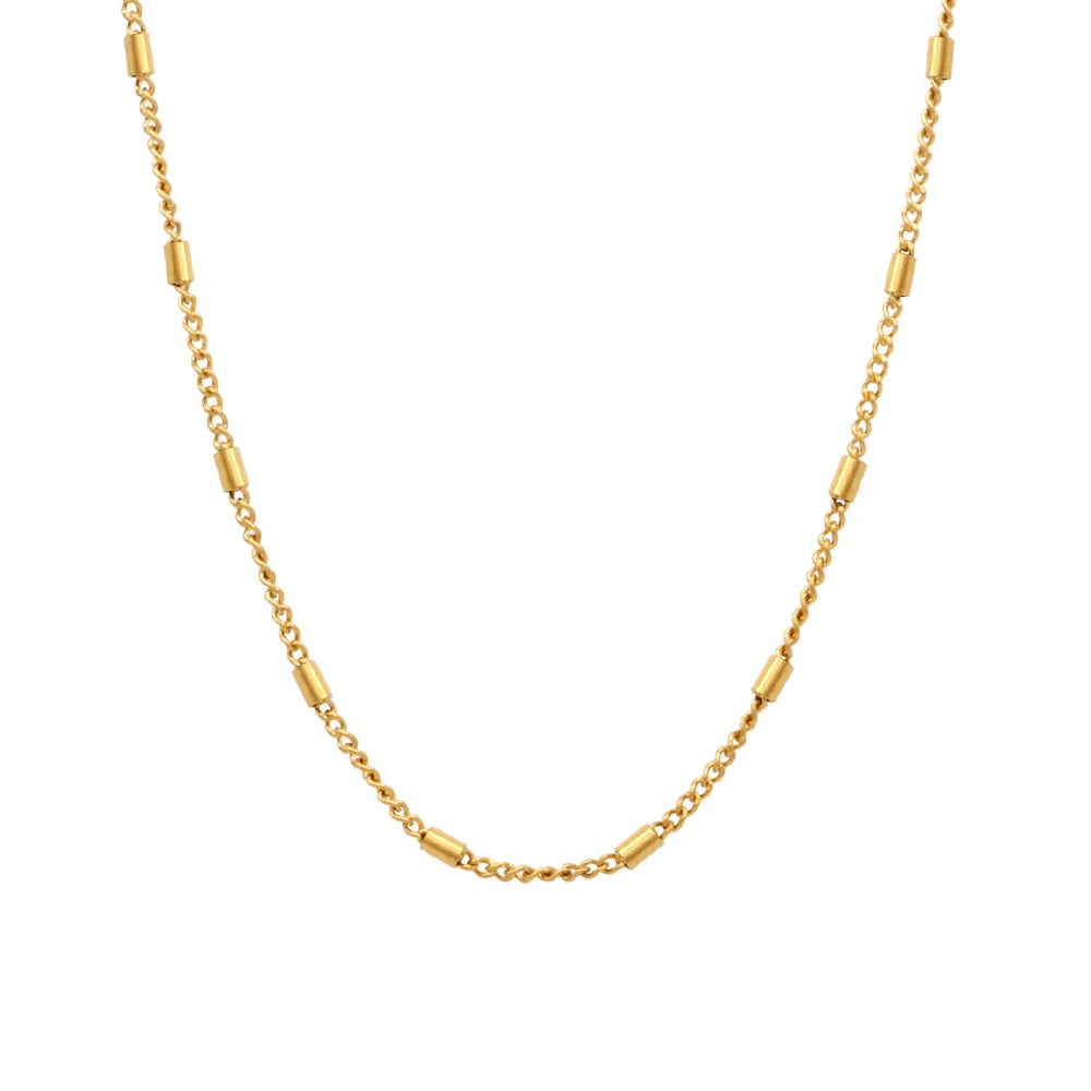 Chris April PVD Gold Plated 316L Stainless Steel Anxiety Bamboo Curb Chain Necklaces for Women