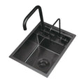45x35cm Hidden Sink 304 Stainless Steel Two Holes Single-slot Small Bar Wash Basin Black Mini Island Invisible Sink